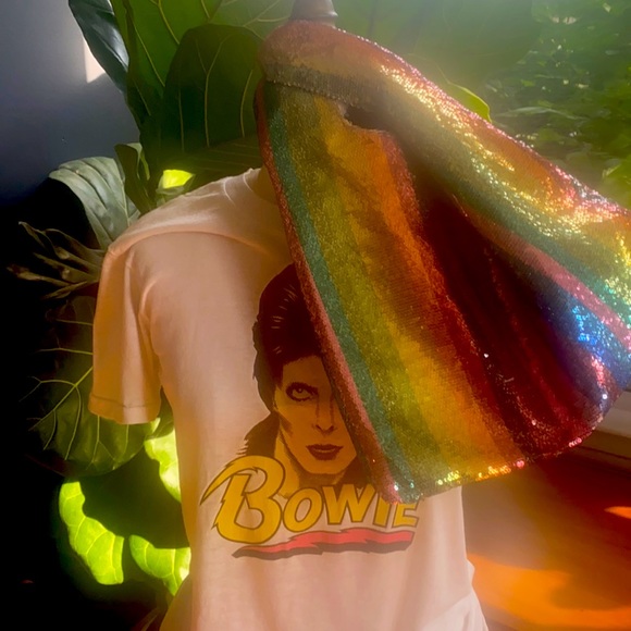 FAB rainbow Sequin Bag Purse Tote - Picture 3 of 12